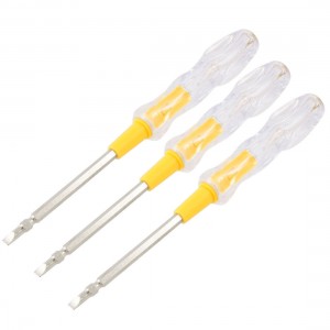 3 Pcs 5mm Slotted AC100-1000V Yellow Clear Handle Screwdriver Electroprobe