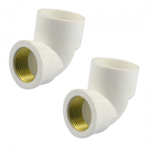 Pipe Fitting 3/4" Thread x 32mm Slip PVC Female Elbow Connector Adapter 2 Pcs