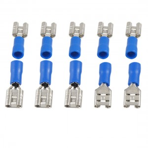 10 Pcs Blue Pre Insulated Female Spade Crimp Terminals