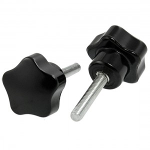 5 Pcs 25mm Thread Length 5mm Male Threaded Screw on Star Knobs Black