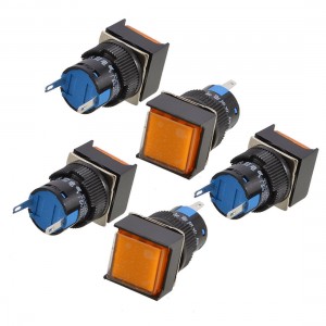 5 Pcs Orange Square Cap 2 Pins Fault Signal Lamp Indicator Light DC 24V
