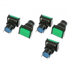 5 Pcs Rectangular Green Cap Indicator Light Accident Signal Lamp DC 24V