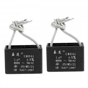 2 Pcs AC Motor Running Metallized Capacitor 1uF Black