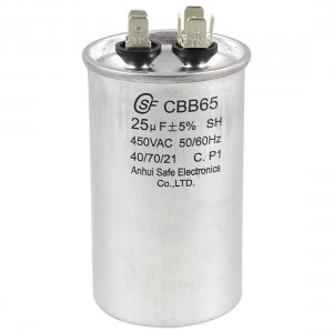 CBB65 450V AC 50/60Hz 25uF 5% Round Electric Motor Run Capacitor