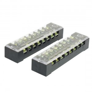 Dual Row Screw Terminal Covered Barrier Strip 600V 15A 8 Position 2 Pcs