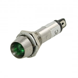 DC 12V Recessed 2 Pins Green LED Pilot Light Signal Indicator Lamp