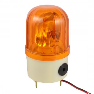 DC 24V 10W Industrial Yellow Rotary Light Warning Lamp w Buzzer Siren