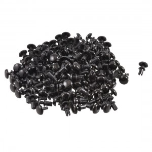 200 Pcs Black Nylon 6.4mm Head Dia Push Clips Rivets Fasteners R3045