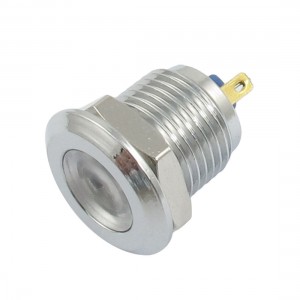DC 12V 2 Pins Chrome-plated Metal Shell White Indicator Pilot Lamp