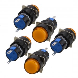 5 Pcs Orange Round Cap 2 Pins Fault Signal Lamp Indicator Light DC 12V