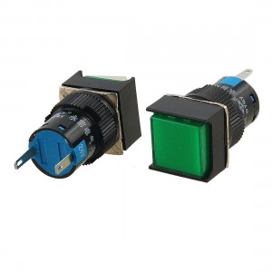 2 Pcs DC 24V 16mm Panel Square Green Power Signal Lamp Indicator Light Pilot