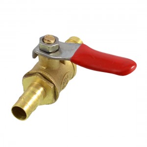 Full Port 1/4" Hose Tail 2-way Red Lever Handle Ball Valve