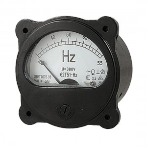 AC 380V Round Analog Dial 45-55Hz Frequency Panel Meter Black