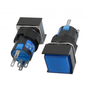 2 Pcs Blue Sign Square Type Momentary Push Button Switch 5P NO NC 24VDC Lamp