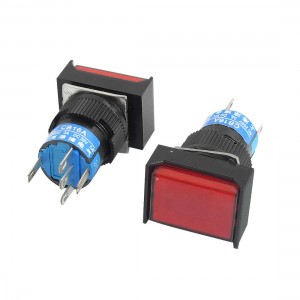 DC 24V Lamp 1NO 1NC Red Rectangular Momentary Push Button Switch 2Pcs
