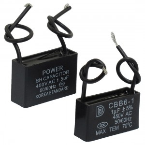 2 Pcs Polypropylene Film Wired Motor Run Capacitor AC 450V 1uF 1.5uF CBB6-1