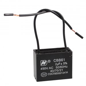 AC 450V 2uF Two Wired Ceiling Fan Motor Run Capacitor CBB61
