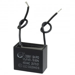 CBB61 3.5uF AC 450V Rectangle 2-Wire Non Polar Motor Run Capacitor