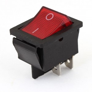 AC 125V/20A 250V/16A 4 Pin DPST ON-OFF Snap In Rocker Boat w Lamp