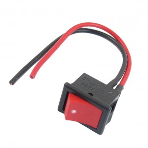 AC 250V 6A 2 SPST On/Off Mini Snap In Boat Rocker Switch Black Red w Wire Lead