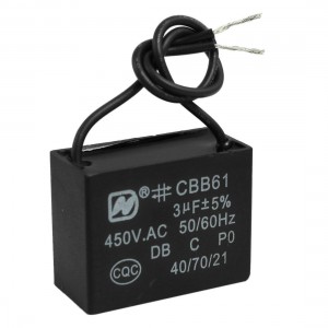 CBB61 AC 450V 3uF 50/60 Hz Wire Motor Run Capacitor