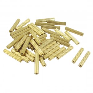 50 Pcs Female Threaded Pillars Brass Standoff Spacer Gold Tone M2x20mm