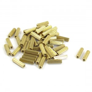50 Pcs Female Threaded Pillars Brass Standoff Spacer Gold Tone M2x11mm