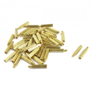 50 Pcs Male to Female Thread Brass Pillars Standoff Spacer M2x13mmx16mm