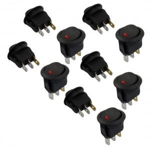 10 Pcs 3 Pin SPST Red Neon Light On/Off Round Rocker Switch AC 6A/250V 10A/125V