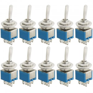 10 Pcs AC 125V 3A ON/ON 2 Position 2P2T DPDT 6 Pins Toggle Switch