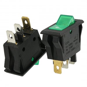AC 15A/250V 20A/125V Green Light ON-OFF 2 Position SPST Boat Rocker Switch 5pcs