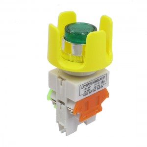 DC 24V Green Light Flower Shape Latching Locking Push Button Switch 660V 10A