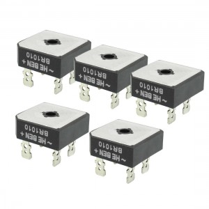 5 Pcs BR1010 1KV 10Amp Single Phase Bridge Rectifier Half-Wave Silver Tone Black