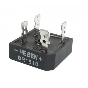 BR1510 Metal Case Single Phase Diode Bridge Rectifier Silver Tone