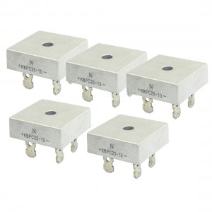 5 Pcs KBPC25-10 1KV 25A Single Phase Bridge Rectifier Half-Wave Silver Tone