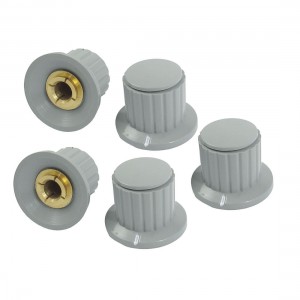 5 Pcs 6mm Shaft Insert Dia Brass Tone Core Potentiometer Control Knobs
