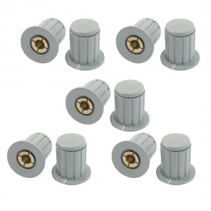 10 Pcs 4mm Shaft Insert Dia Brass Tone Core Potentiometer Control Knobs