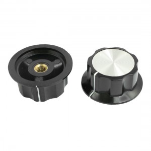 2 Pcs Black 19mm Top 6mm Shaft Insert Dia Potentiometer MF-A05 Rotary Knobs