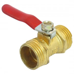 Male to Male 1/2" PT Threaded Red Lever Handle Brass Ball Valve