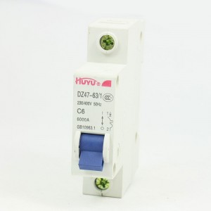 AC 230/400V 6A Single Pole Overload Protection MCB Mini Circuit Breaker