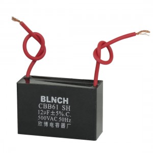 CBB61 12uF AC 500V Rectangle Non Polar Motor Run Capacitor