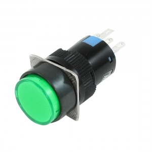 AC 220V Light SPDT 5 Pins Green Round Push Button Switch AC 250V 3A DC 30V 5A