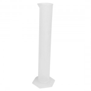 Lab Measurements Clear White Plastic Hex Base Graduated Cylinder 500mL