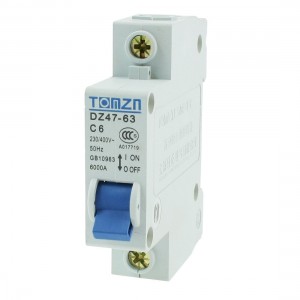AC 230/400V 6A One Pole 1P Overload Protection MCB Mini Circuit Breaker