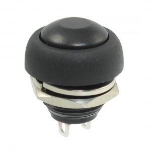 250VAC 3A 12mm Mounted Thread SPST Momentary Black Round Cap Push Button Switch