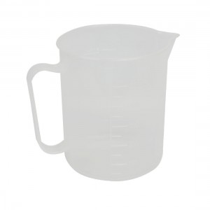 500mL Capacity Graduated Clear White Plastic Beaker w Handle