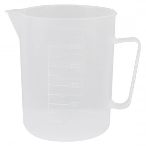 Laboratory 250mL Capacity Clear White Plastic Measuring Cup