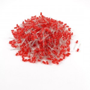 1000 Pcs DC 2.2-3.2V 20mA Non-polar 2 Pins 5mm F5 Red LED Light Emitting Diodes