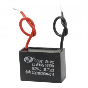 CBB61 2.5uF AC 450V 2-Wire Rectangle Non Polar Motor Capacitor