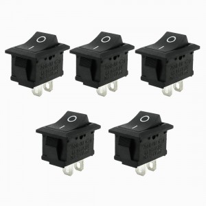 5 Pcs Black 2 Terminal SPST ON-OFF Snap-in Rocker Boat Switch